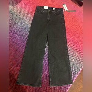 New NWT H&M vintage black hi rise wide leg ankle jeans 10 x 28”
